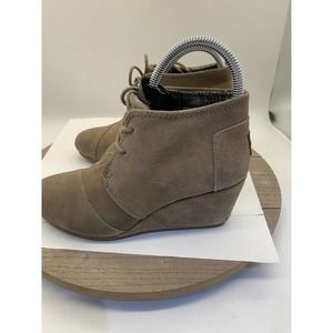 Toms Heel Beige Suede Leather Shoes Women's Size US 7.5 Platform High Heels